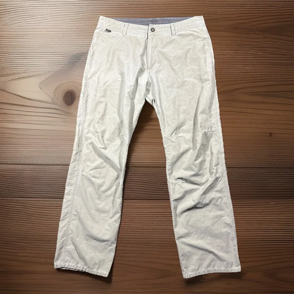 Kuhl Kuhldry Tan Hiking Pants - Ripstop Fabric Cargo Pockets - Men's 36x32